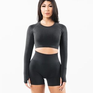 Alphalete Charcoal Long Sleeve Crop Top